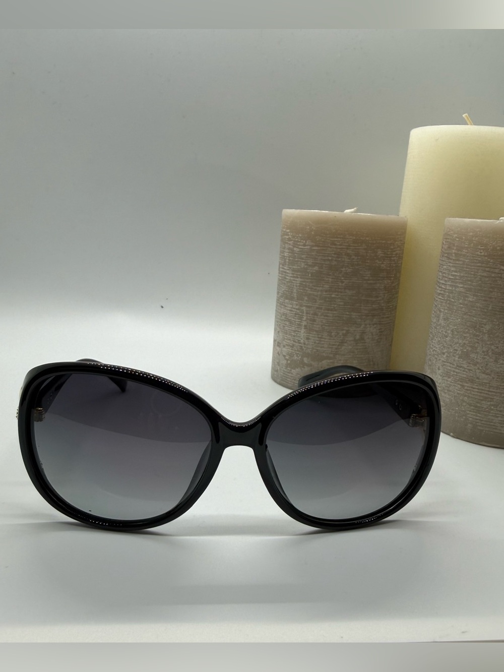 Oversized Black Sunglasses Gold Bow Detail